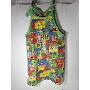 Vintage Girls Dress Size 3/4? Monkey, Lion, Dog, Turtle Patchwork Primary Colors